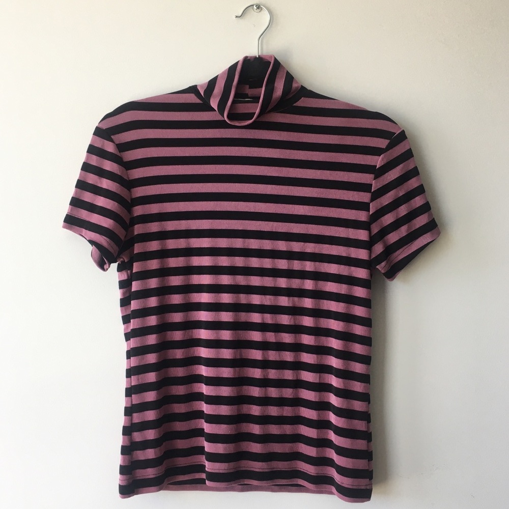 vintage striped mock-turtleneck